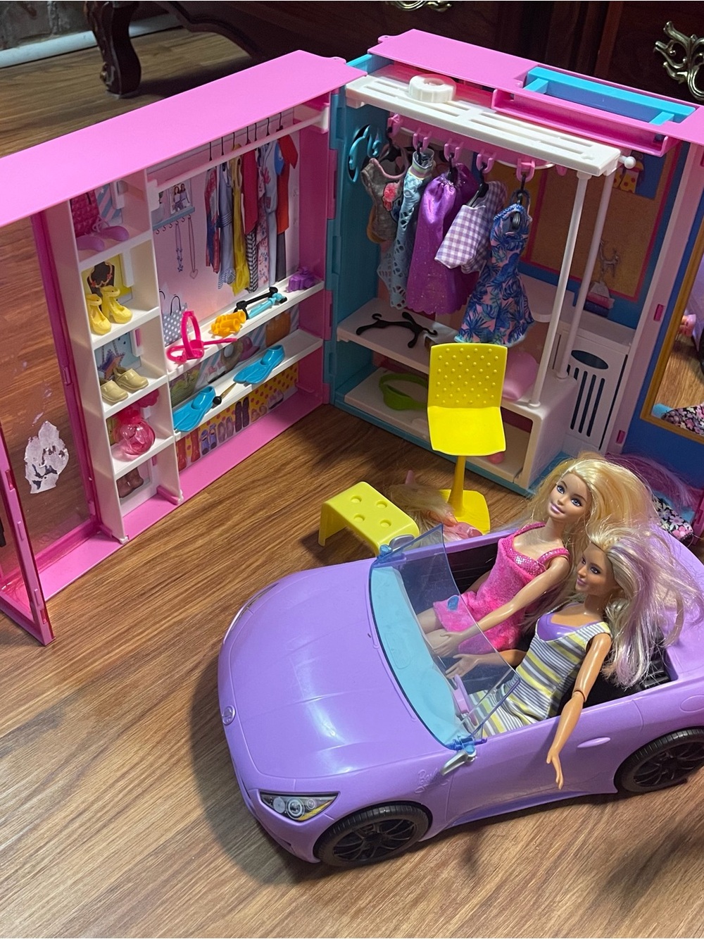 Mattel Barbie Pink Closet Playset, Car Dolls and Accessories